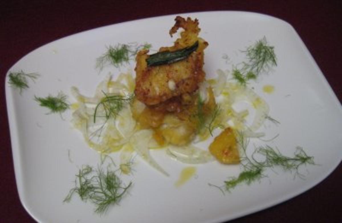 Stapelfisch mit Bananen-Ananas-Chutney auf Fenchel-Carpaccio - Rezept
Eingereicht von Das perfekte Dinner