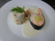 Lachskotelett an Krabbenreis - Rezept