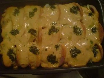 Kartoffel-Fleischwurst-Rosenkohl-Auflauf - Rezept