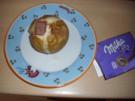 Bratapfel mit der lila Schokolade - Rezept