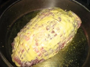 Schweinebraten mit karamelisierten Maronen an Rosenkohl - Rezept - Bild Nr. 4