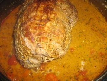 Schweinebraten mit karamelisierten Maronen an Rosenkohl - Rezept - Bild Nr. 8