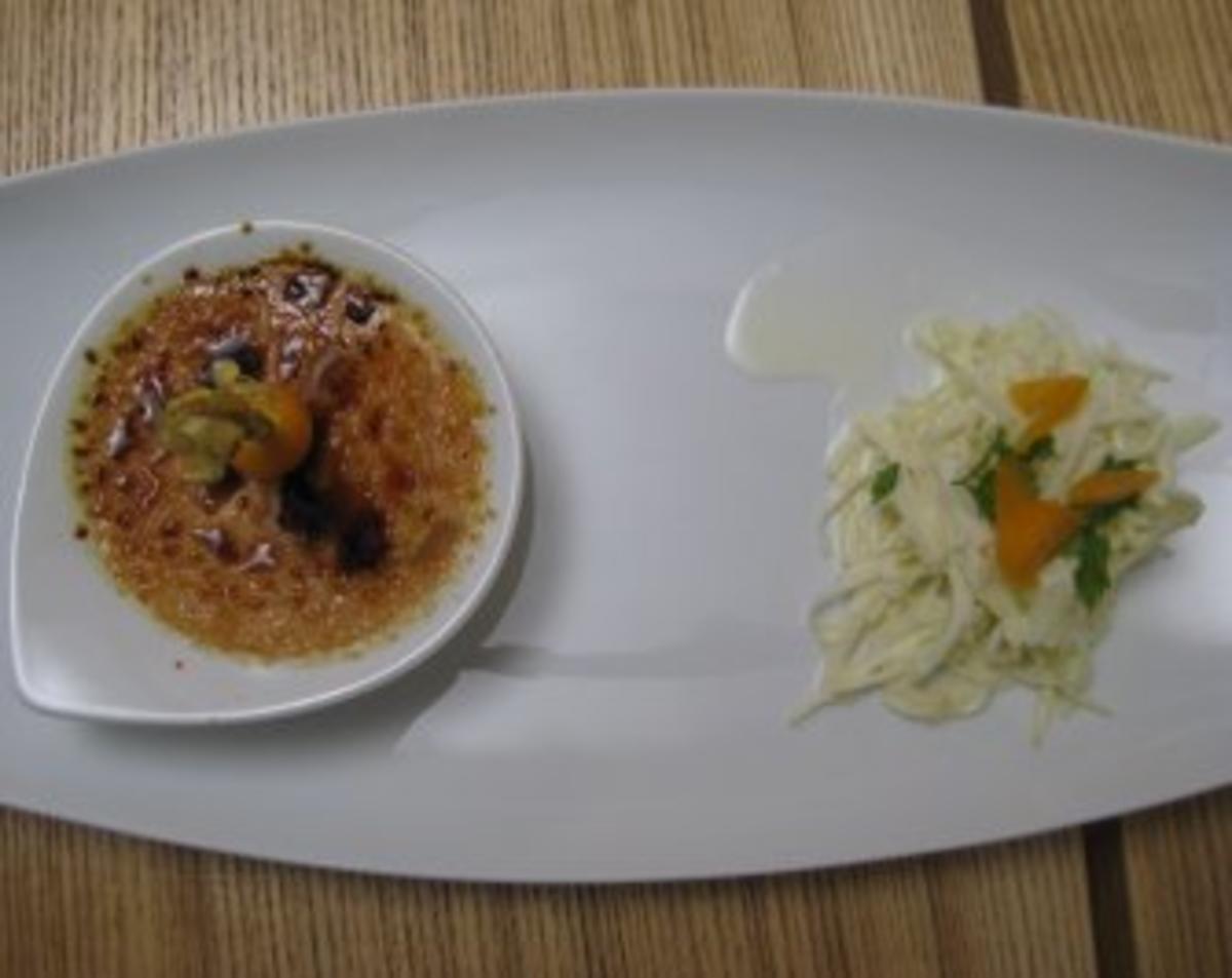 Crème brûlée von Gänseleber mit Apfel-Selleriesalat - Rezept - kochbar.de