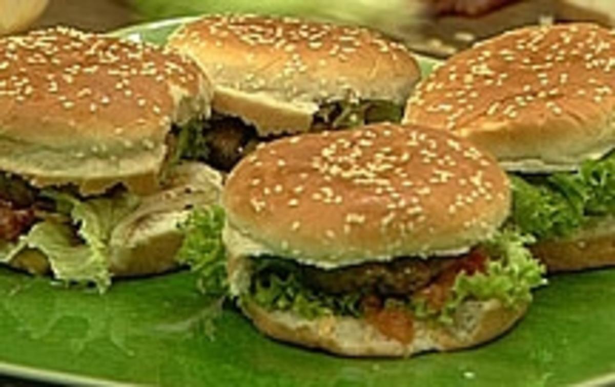 Bilder für Hamburger mit Barbecue-Mayonnaise und gegrilltem Gemüse - Rezept
