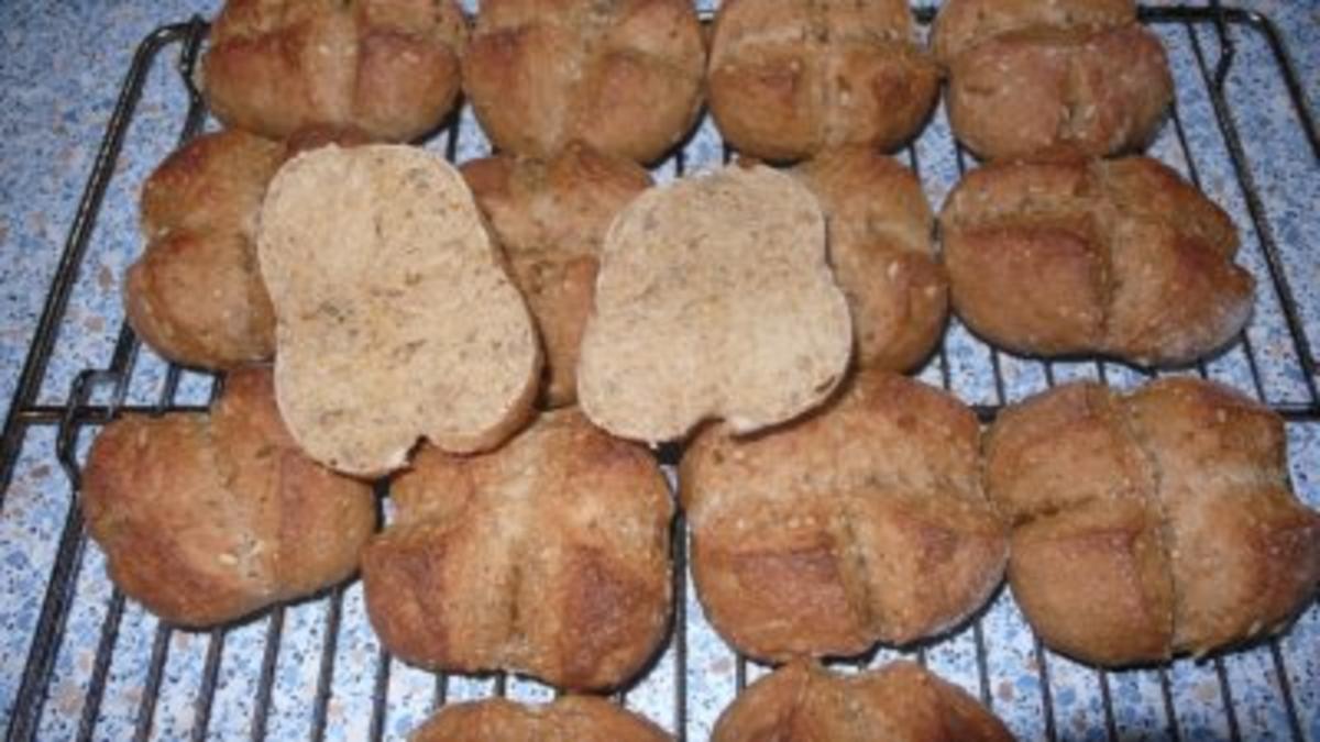 Pizzakatzes Vollkorndinkel-Brötchen - Rezept