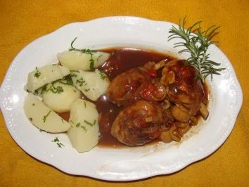Geflügel - Abgezogene Hähnchenschenkel - - Rezept
