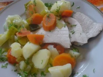 Rezept: Pochierte Pute mit Gemüse und Remouladensoße Bild Nr. 18 Pochierte Pute mit Gemüse und Remouladensoße - Rezept - Bild Nr. 18