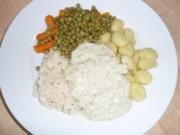 Seelachsfilet - Kräuter - Sauce mit wahlweise Gnocchi oder Reis und Gemüse - Rezept