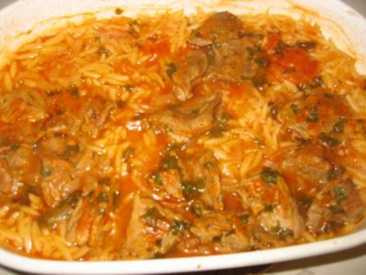 Giouwetzi-Kalbfleisch mit Reisnudeln - Rezept