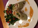 Crepesroulade mit Rucola,Frischkäse und Räucherlachs - Rezept