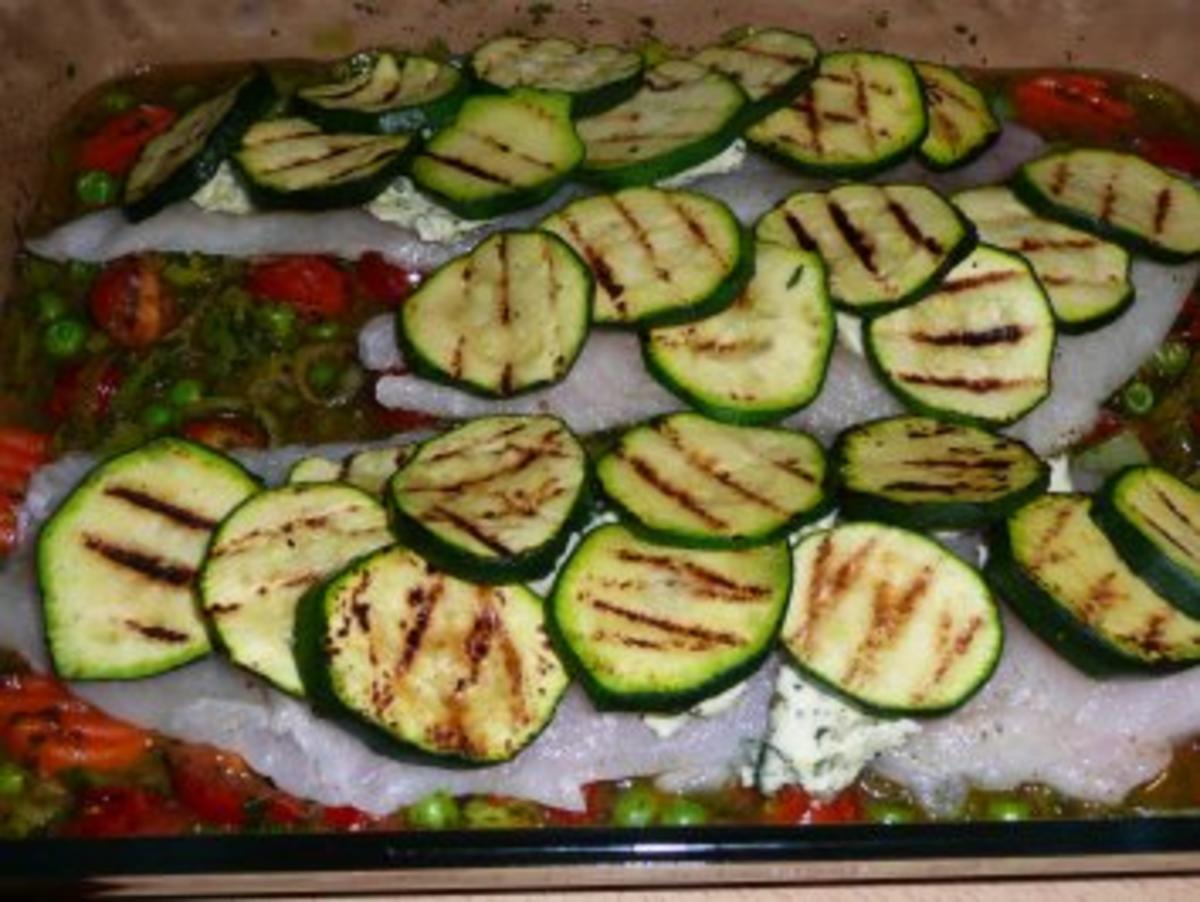 kräutergebutterte Scholle mit Zucchinischuppen und lecker würziger Gemüse-Sauce - Rezept - Bild Nr. 8