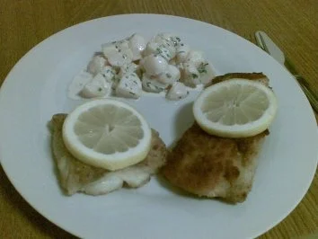 Zweierlei Seelachsfilet mit Kartoffelsalat - Rezept