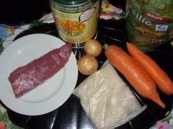 Filetgeschnetzeltes mit Gemüsereis und Senfsahnesoße - Rezept - Bild Nr. 2