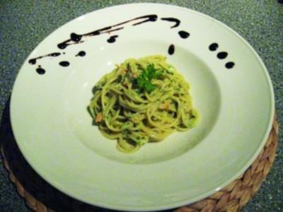 Spaghetti mit Lachs und Spinat - Rezept