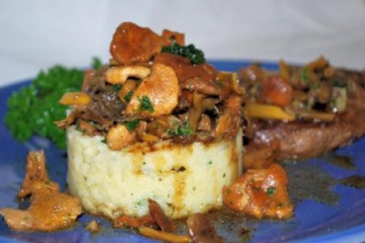 Polenta mit Waldpilzen und Steak - Rezept