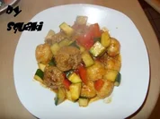 Gemüseragout mit Hackbällchen und Knödeln - Rezept