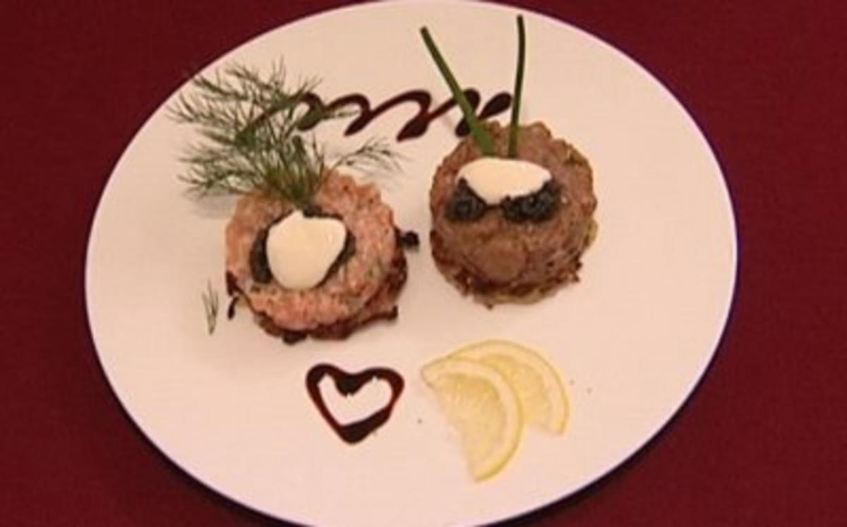 Röstis mit Fleischtartar, Lachstartar und Kaviar (Corinna Drews) - Rezept