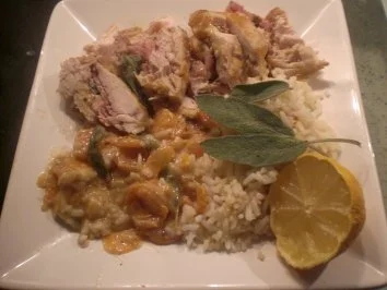 Rezept: Salbeihähnchen in Möhrensahnecreme Bild Nr. 3 Salbeihähnchen in Möhrensahnecreme - Rezept - Bild Nr. 3