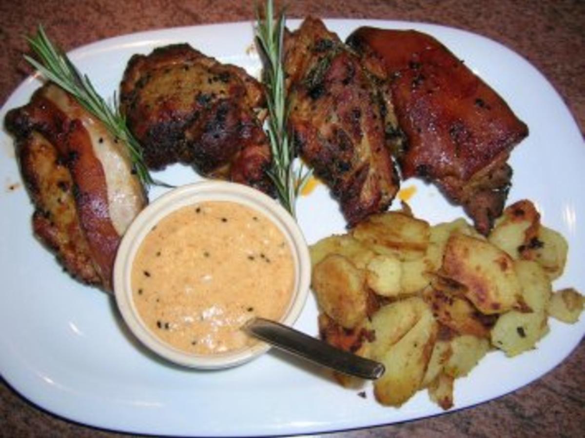Spanferkel mit Mojo Picon und Röst-/Bratkartoffeln - einfach - von rowiwo