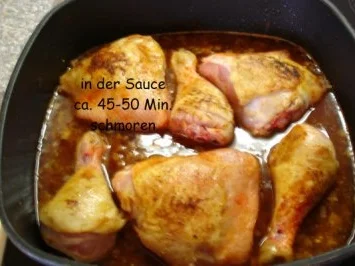 Rezept: Hähnchenschenkel mit süß-scharfer Rahmsauce Bild Nr. 4 Hähnchenschenkel mit süß-scharfer Rahmsauce - Rezept - Bild Nr. 4