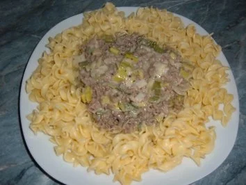 Hack in Lauchsahne - Rezept