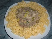 Hack in Lauchsahne - Rezept