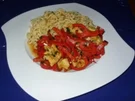 Putenfilets mit Paprikagemüse und Nudeln - Rezept