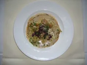 Kalbsbries auf Blattspinat mit grüner Tagliatelle auf Sahne- Champagnersoße - Rezept