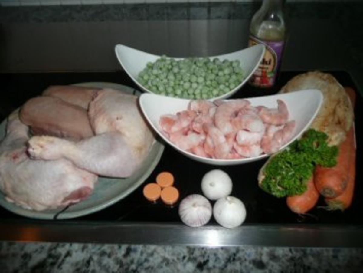 SUPPE /GEFLÜGEL :Hühnersuppe mit Erbsen und Krabben - Rezept - Bild Nr. 3