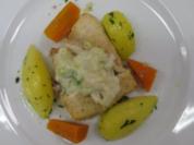 Seezunge bretonisch mit Möhrenstiften "Piräus" und kleinen Kartoffeln - Rezept