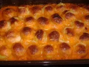 Überbackene Kräuterkartoffelknödel mit Paprikaschaum - Rezept