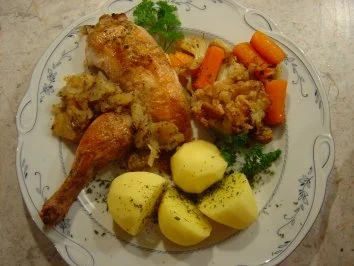 Bratapfel-Hähnchen mit Blumenkohl und Möhren... kalorienarm - Rezept