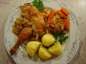 Bratapfel-Hähnchen mit Blumenkohl und Möhren... kalorienarm - Rezept