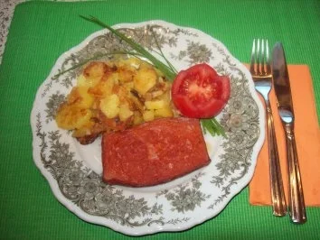 Fleischkäse mit Bratkartoffeln - Rezept