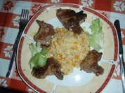 Kürbisrisotto mit Lammkoteletts und ein grüner Salat - Rezept