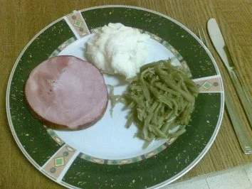 Saure Bohnen mit Kassler und Püree - Rezept