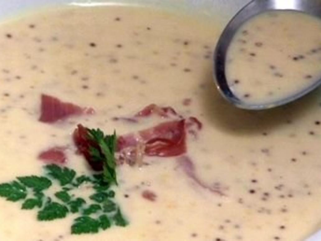 Champagner Senf Suppe mit Serranoschinken - 152 kcal/100g