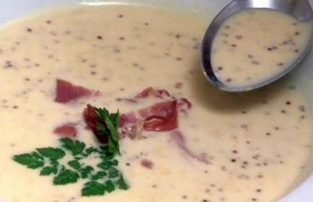 Bilder für Champagner-Senf-Suppe mit Serranoschinken - Rezept