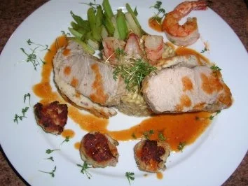 Kalbsrücken mit Garnelenkruste und Steinpilzrisotto - sehr lecker - - Rezept