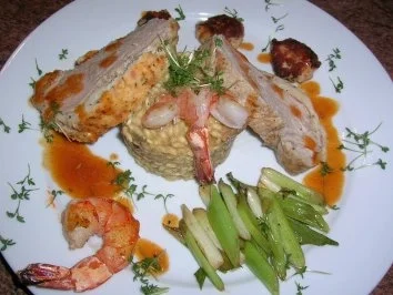 Kalbsrücken mit Garnelenkruste und Steinpilzrisotto - sehr lecker - - Rezept - Bild Nr. 2