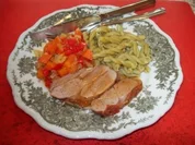 Putenoberkeule mit Paprikagemüse - Rezept