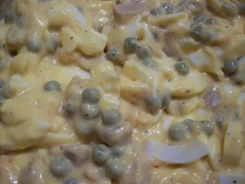 Rezept: Eiersalat mit Erbsen und Champignons Eiersalat mit Erbsen und Champignons - Rezept