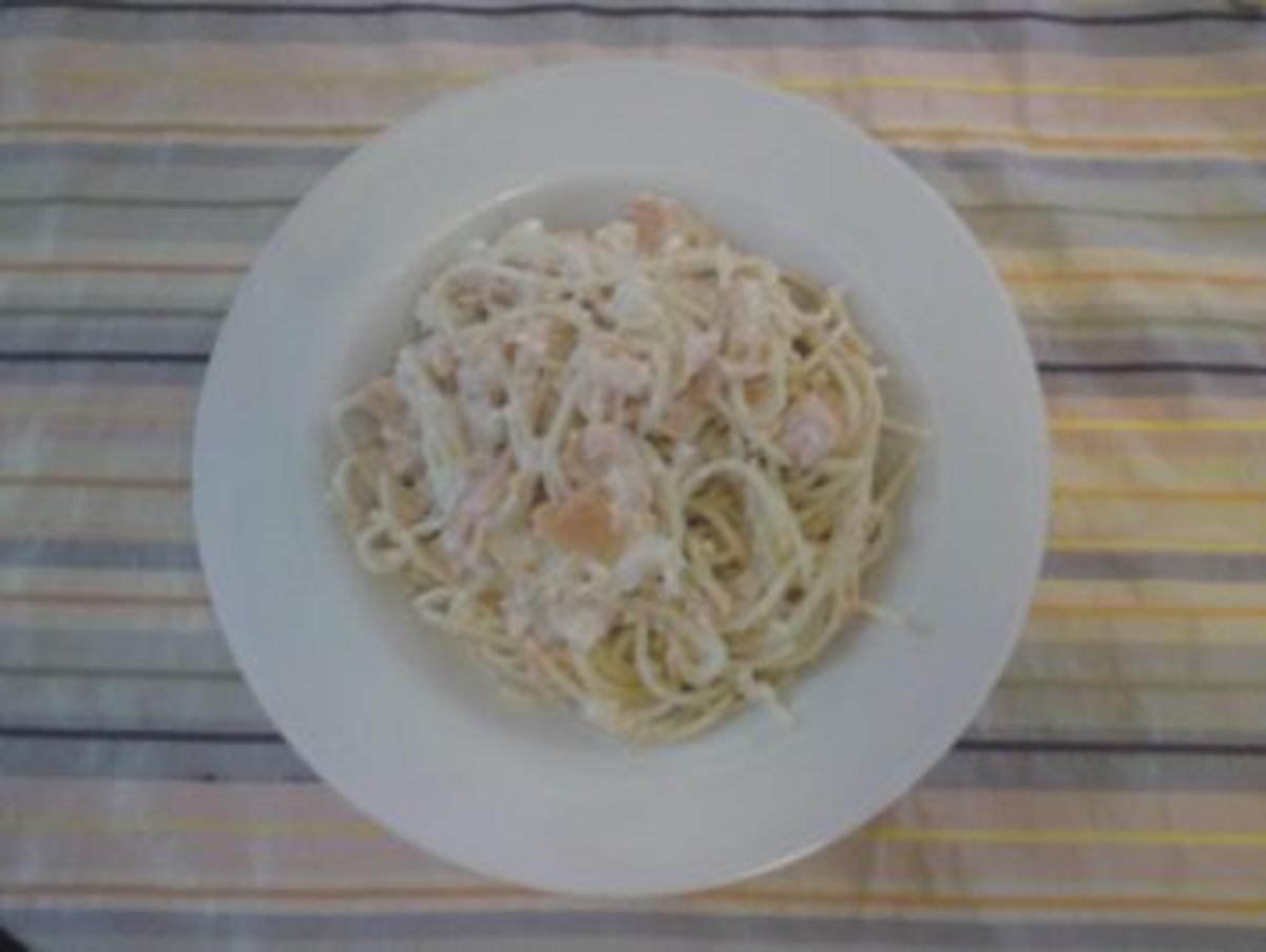 Spaghetti in Lachs-Sahne-Soße - Rezept