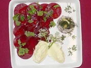 Tatar von Forellen mit gestampftem Kartoffelkäse und roten Rüben - Rezept