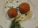 Paella-Kroketten auf Joghurtsoße - Rezept