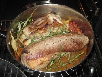 Rezept: Rippenbraten mit Kürbis Klößchen und Blumenkohl Rippenbraten mit Kürbis Klößchen und Blumenkohl - Rezept