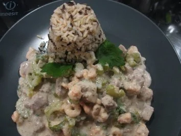 Fischragout mit Stangensellerie, Krabben und einer Naturreismischung - Rezept - Bild Nr. 2