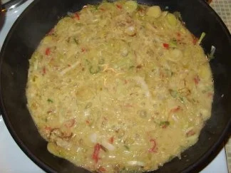 Rezept: Kabeljaufilet auf schmackhafter Lauch-Senfsoße und Beilagen Bild Nr. 4 Kabeljaufilet auf schmackhafter Lauch-Senfsoße und Beilagen - Rezept - Bild Nr. 4