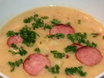 Rezept: Kartoffelsuppe mit Cabanossi Kartoffelsuppe mit Cabanossi - Rezept