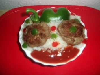 Räuber-Hackbällchen mit Konfetti-Reis - Rezept